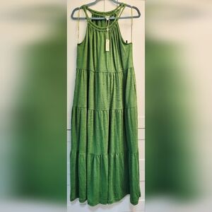 Max Studio Vibrant Green Tiered Maxi Dress